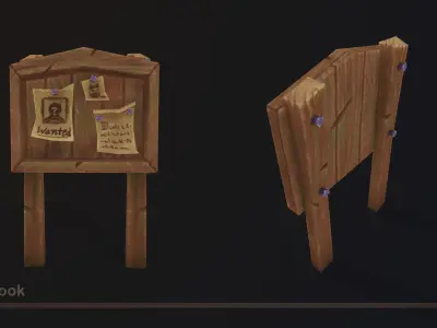 Hand Painted Road Side Props Free 3D model