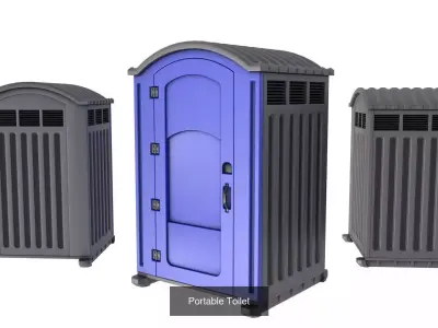 Portable Toilet and Portable Restroom Trailer 3D Model Pack