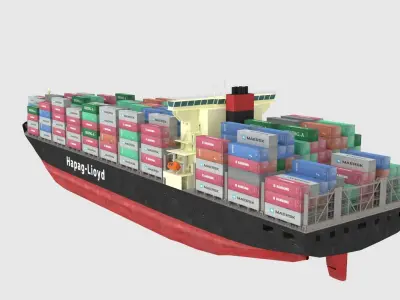 Container Ship Lowpoly Low-poly 3D model