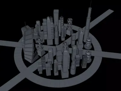 16 Buildings Pack Sci-Fi Cityscape Free 3D model