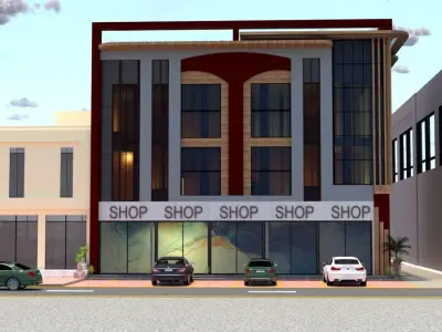 Elegant Commercial Building A16 DWG and SketchUp 3D model
