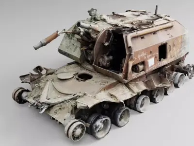 Destroyed 2S19 Msta 152 mm self-propelled howitzer 3D model purchase