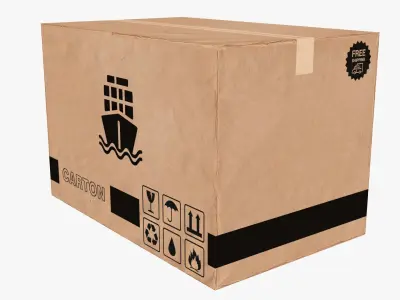 Cardboard Box Low-poly 3D model 6