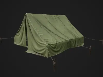 Camp Tent Military Low-poly 3D model