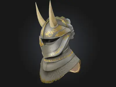 Mystic Warrior Helm  Arcane Power Meets Battle-Hardened Steel 3D model