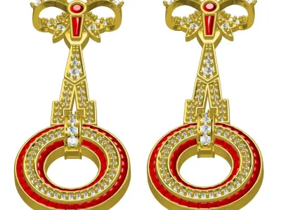 Antique Diamond Bow Stud Earring 3D print model