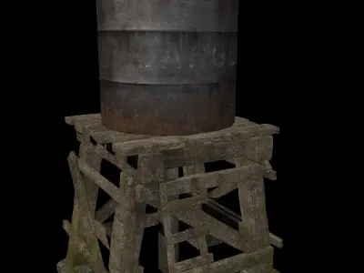 Industrial Water Tower Low-poly 3D model