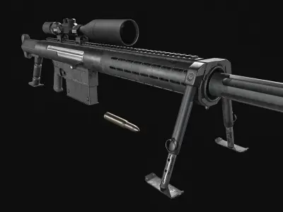 Anzio 20mm Sniper rifle Low-poly 3D model