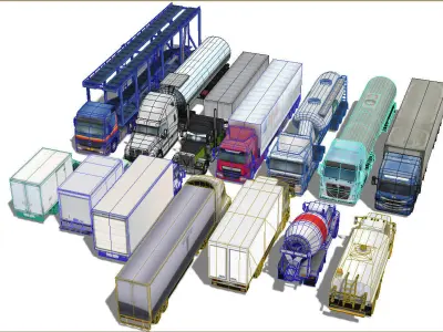 14 Low-Poly Trucks vol1 Low-poly 3D model