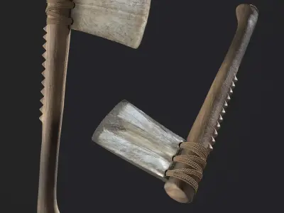 Ancient Bone Ax Low-poly 3D model
