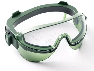 Tactical Green Safety Goggles Low-poly 3D model
