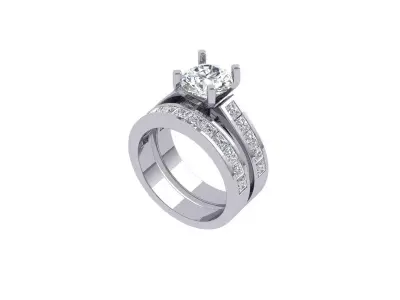 Solitaire Engagement Art Deco Ring 3D print model 70