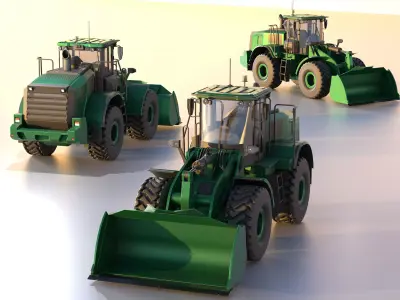 Wheel Loader Mint Green Low-poly 3D model
