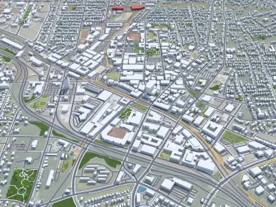Durham North Carolina USA Low-poly 3D model