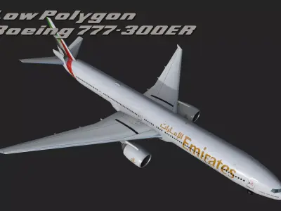 Boeing 777 Emirates Low-poly 3D model