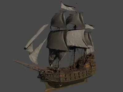 Black Pearl  Pirate Ship Low-poly 3D model