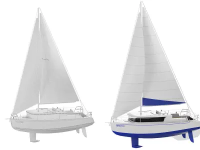 White Sailing Yacht BLENDER 3D Model Cycles 3D model