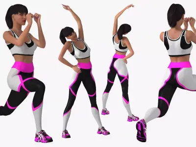 Athletic Woman in Fitness Outfit Rigged for Cinema 4D 3D model