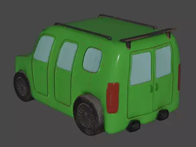 Green Cartoon Car Low-poly 3D model