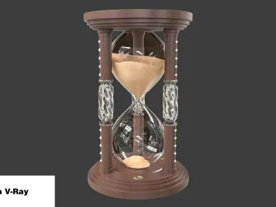 Wooden Hourglass Sand Timer Low-poly 3D model