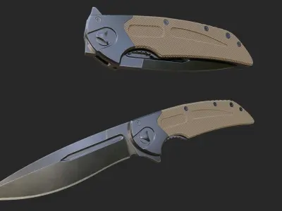 First person foldable combat knife  Low-poly 3D model