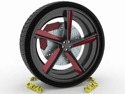 ORTAS CAR WHEEL RIM 124 GAME READY WHEEL RIM TIRE 3D model