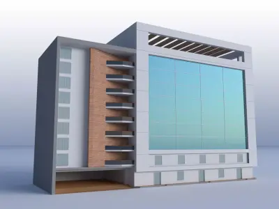 Commercial Building  Low-poly 3D model