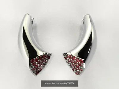 woman diamond earring necklace bracelet ring  set 4 part T00004 3D Model Pack