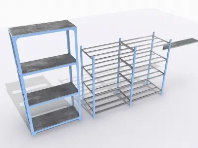 Industrial shelves 1 Low-poly 3D model