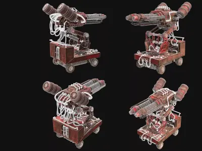 Flamethrower Turret-1-Rusty 3D Model Pack