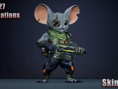 Alien Mouse Low-poly 3D model