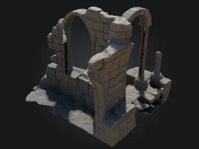 Ancient Stone Arch Ruins  Echoes of Lost Architectural Glory 3D model