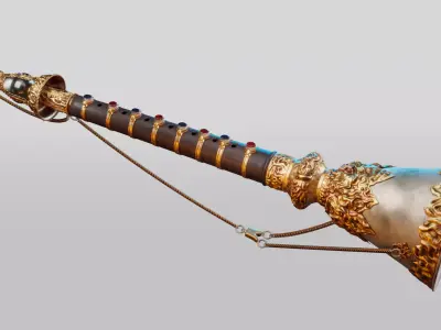 Gyaling Chinese Flute Instrument Low-poly 3D model