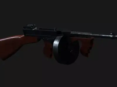 Thompson machine gun v2 Low-poly 3D model