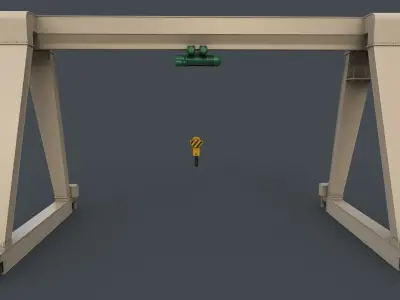 PBR Single Girder Gantry Crane V1 - WHITE Low-poly 3D model