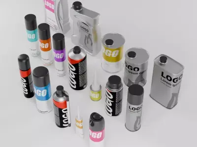 Industrial Container Can Mockup Set Free 3D model