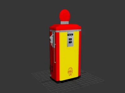 shell petrol pump 1955 3D model