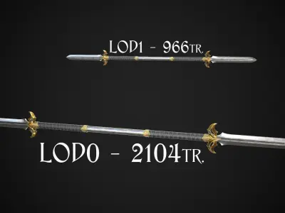 Spear and Glaive A2 Low-poly 3D model