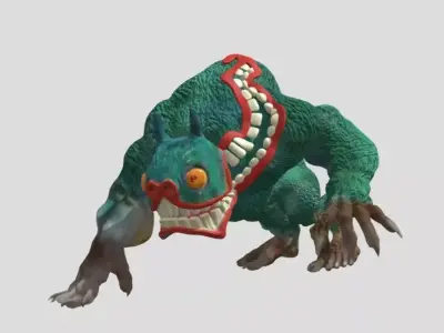 blue fur monster 3D model