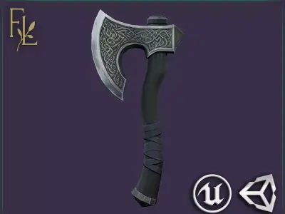 Dark Silver Axe - Game Ready Weapon Low-poly 3D model