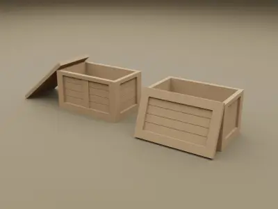 2 open wooden crates 1-35 and 1-1 scales for military diorama  3D model