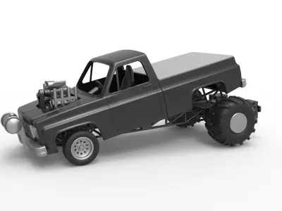 Old school pulling truck 2wd Scale 1 to 25 3D print model