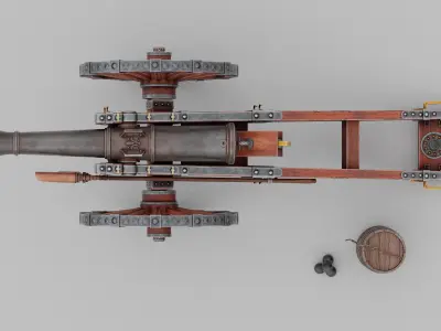 O Kit 01 Cannon Kit 01 of 05 iron buccaneer cannon Low-poly 3D model