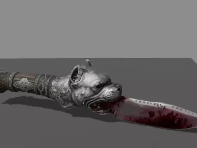 DVL3DStudio Survival Knife Gore Pitbull Low Poly Game Ready Low-poly 3D model