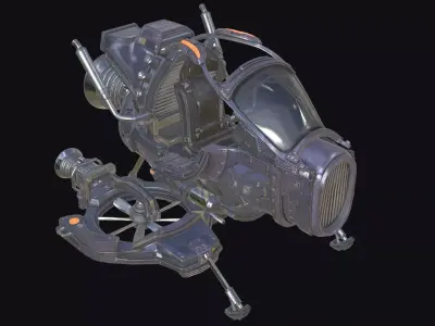 Sci-Fi Hovercraft Helicopter VTOL Tiltrotor Flying Aircraft Low-poly 3D model purchase