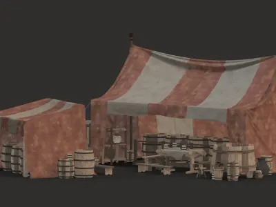 medieval market Low-poly 3D model Low-poly 3D model