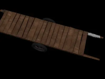 handcart wooden cart Low-poly 3D model