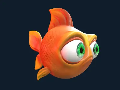 Cartoon Fish With Rig Low-poly 3D model