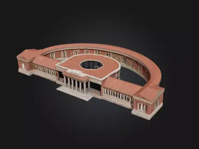 U-Shaped Brick Structure  Versatile Historical Architecture 3D model