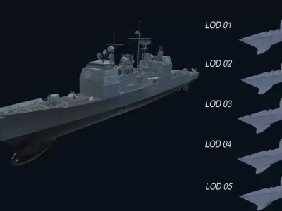 Asset - Army - Ticonderoga Class - 3D MODEL Low-poly Low-poly 3D model